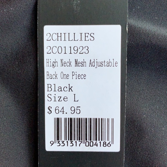 NWT 2 Chillies Black Mesh Panel High-Neck One-Piece - Picture 7 of 9